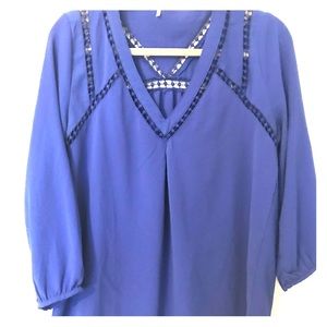 Jewel Tone Blue top with cut out detail, size M